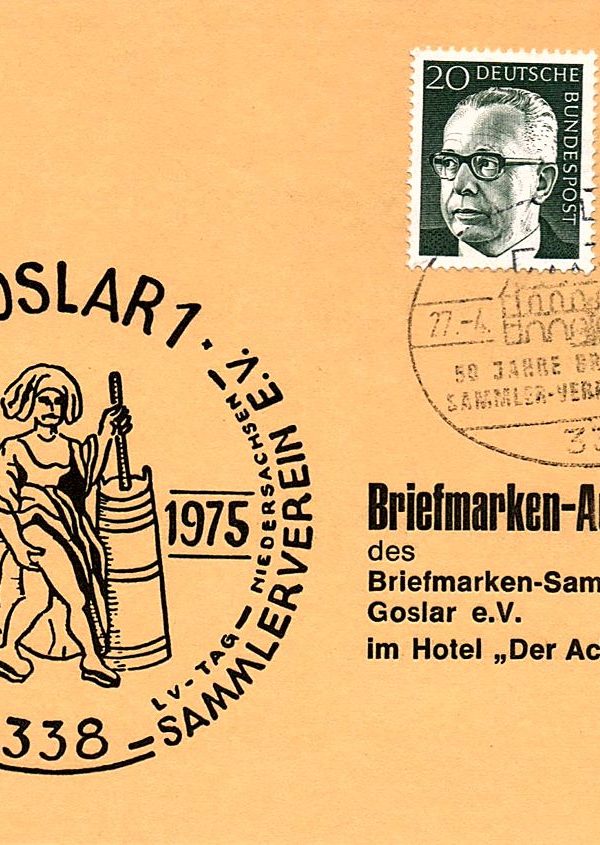 50 Jahre Briefmarkensammlerverein Goslar e V  Karte aus dem Jahr 1975